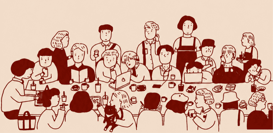 Hand-drawn illustration from the Society Cafe menu